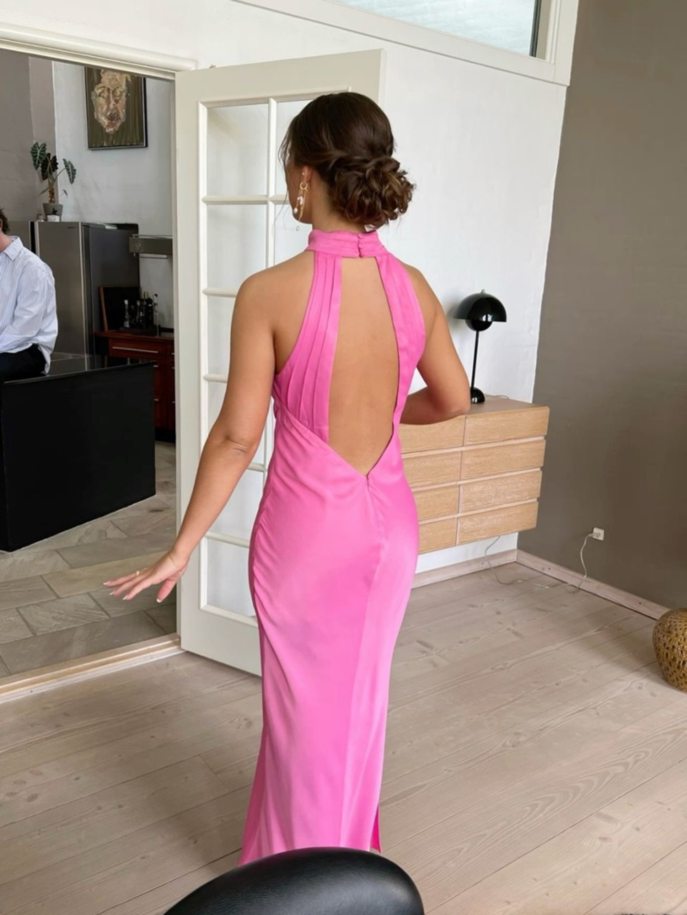 Meshki Claire Satin Drape Back Maxi Dress XS NWT - Picture 6 of 16